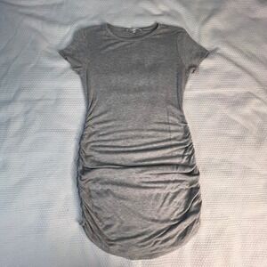 Antistar Womens Gray Ruched Side Bodycon T-Shirt Mini Dress Medium Heather Grey